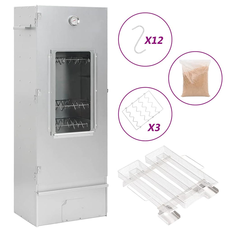 vidaXL horganyzott acél BBQ füstölőkemence hidegfüst-generátorral