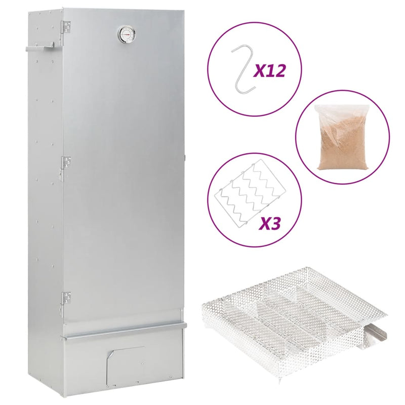 vidaXL horganyzott acél BBQ füstölőkemence hidegfüst-generátorral