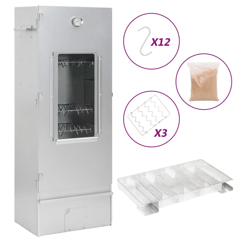 vidaXL horganyzott acél BBQ füstölőkemence hidegfüst-generátorral