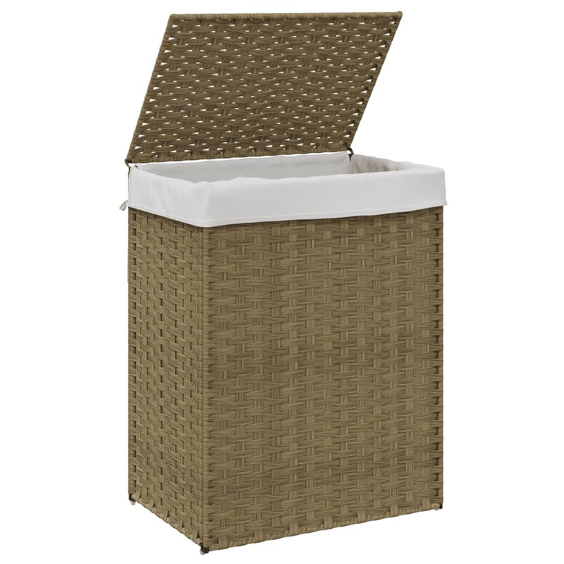 vidaXL polyrattan szennyeskosár fedéllel 46x33x60 cm