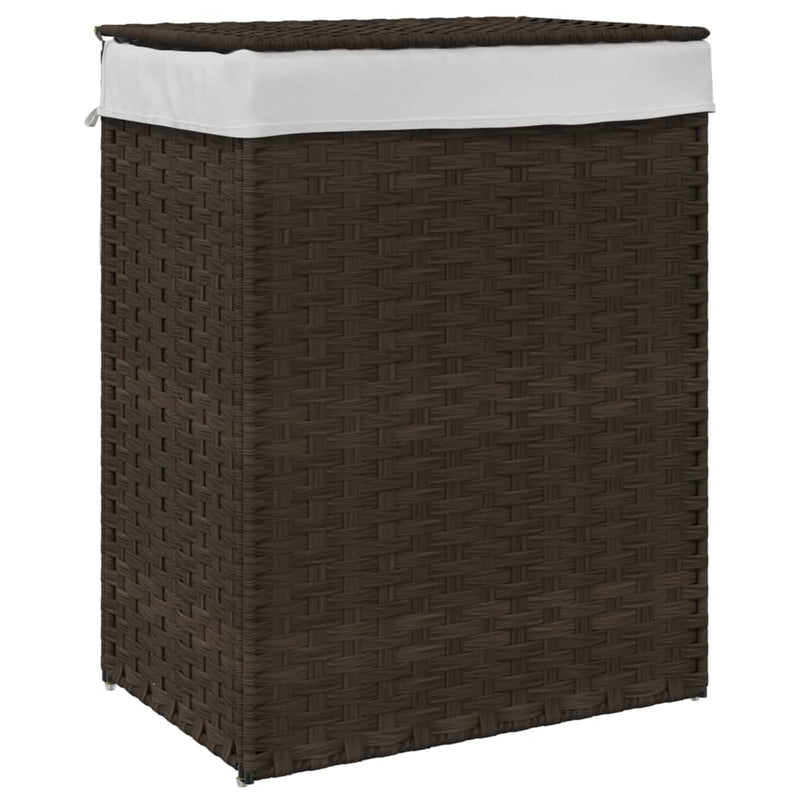 vidaXL sötétbarna polyrattan szennyeskosár fedéllel 46x33x60 cm