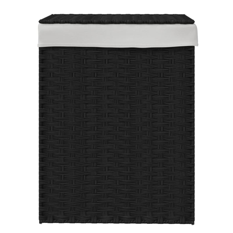 vidaXL fekete polyrattan szennyeskosár fedéllel 46x33x60 cm