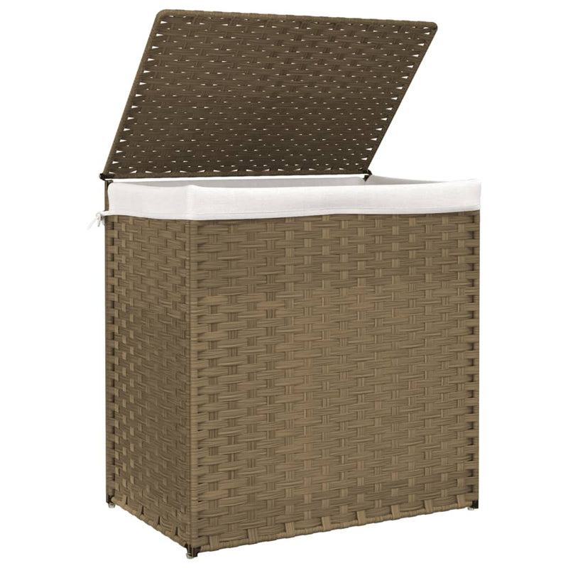 vidaXL polyrattan szennyeskosár 2 rekesszel 53x33x57 cm