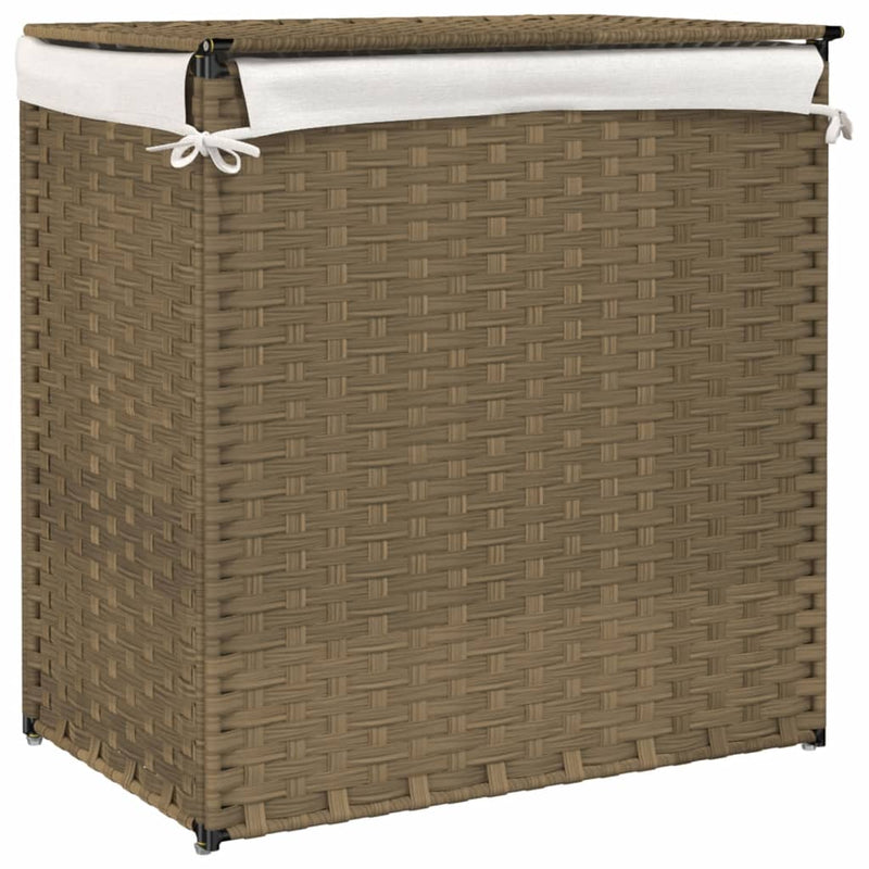 vidaXL polyrattan szennyeskosár 2 rekesszel 53x33x57 cm