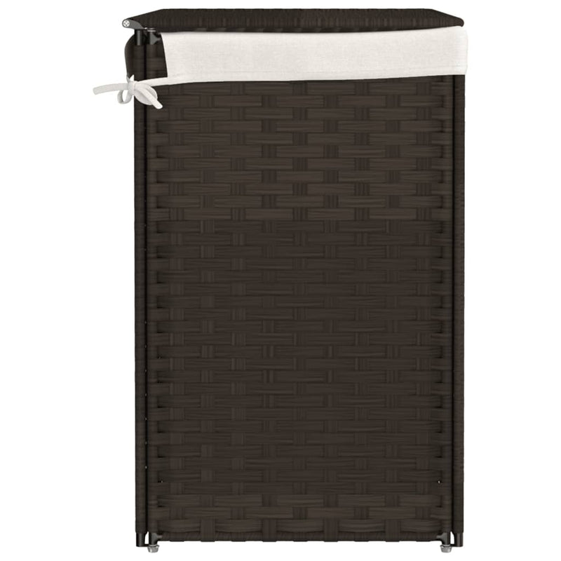 vidaXL sötétbarna polyrattan szennyeskosár 2 rekesszel 53x35x57 cm