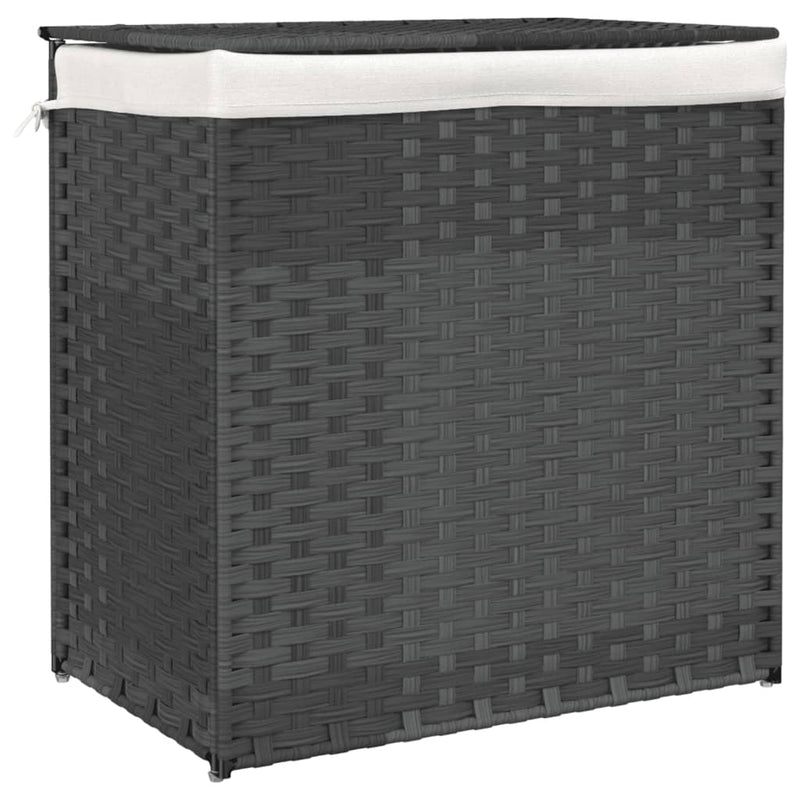 vidaXL szürke polyrattan szennyeskosár 2 rekesszel 53x33x57 cm