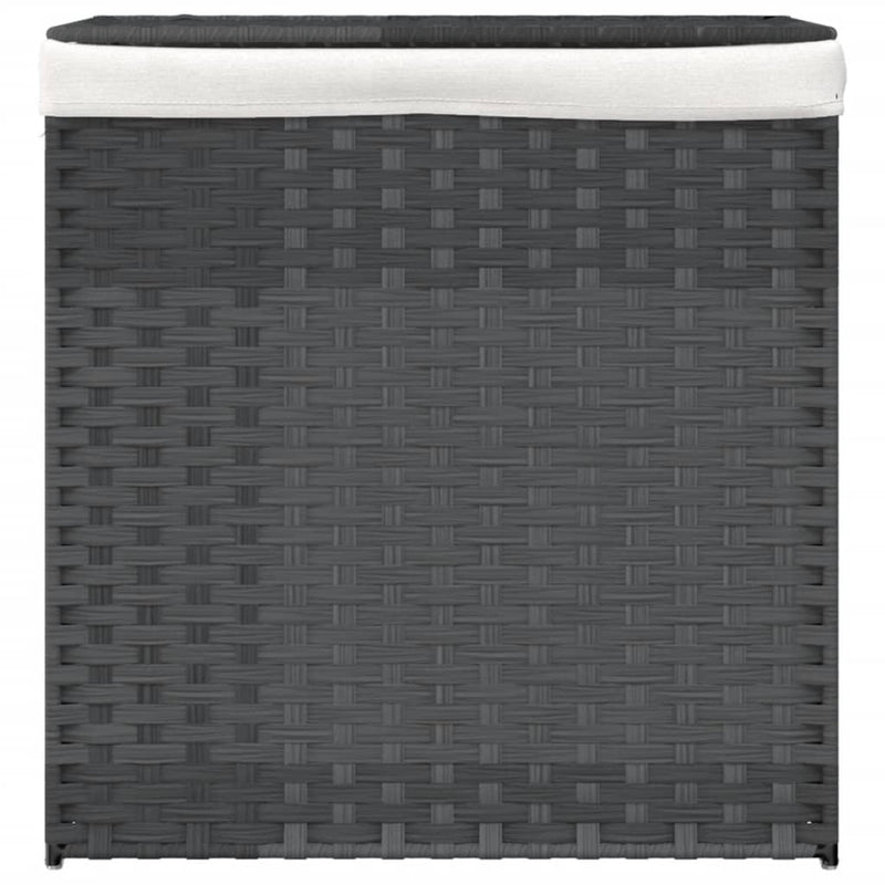 vidaXL szürke polyrattan szennyeskosár 2 rekesszel 53x33x57 cm