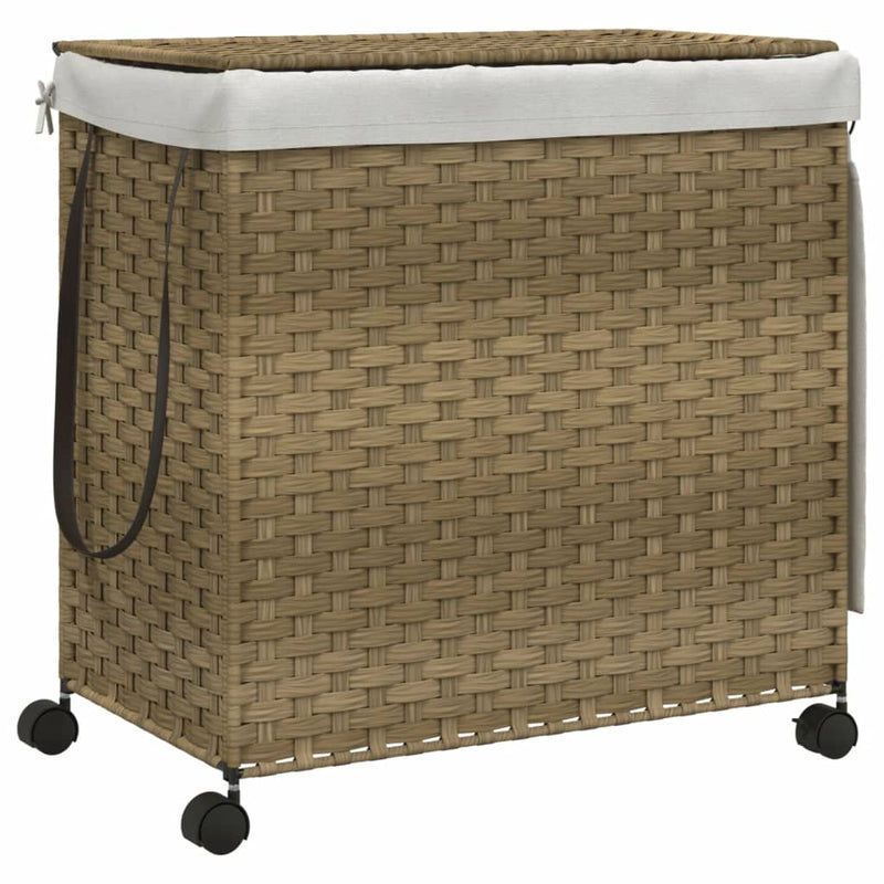 vidaXL polyrattan szennyeskosár kerekekkel 60x35x60,5 cm