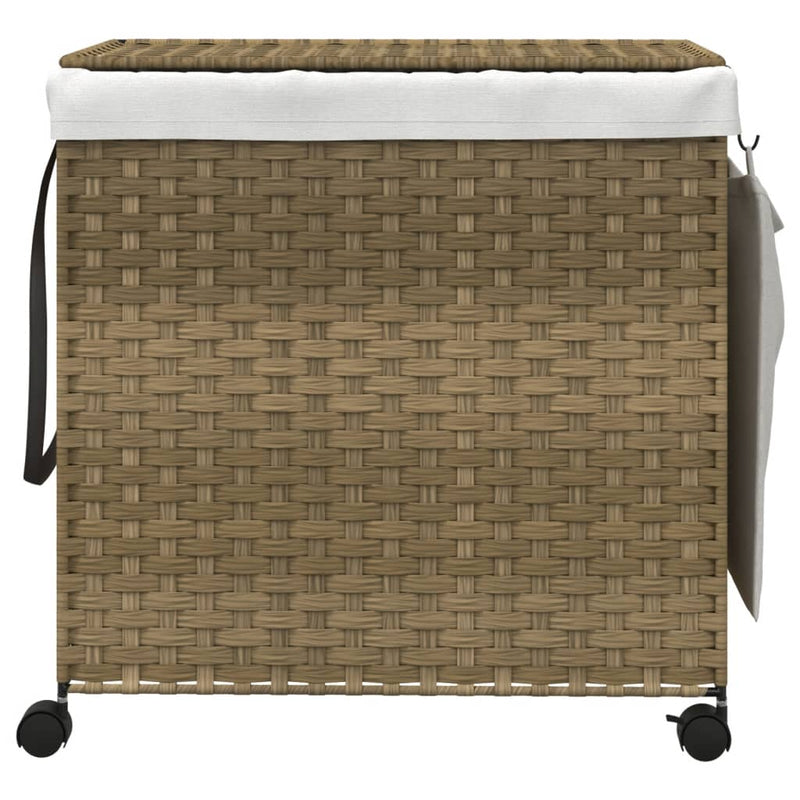 vidaXL polyrattan szennyeskosár kerekekkel 60x35x60,5 cm