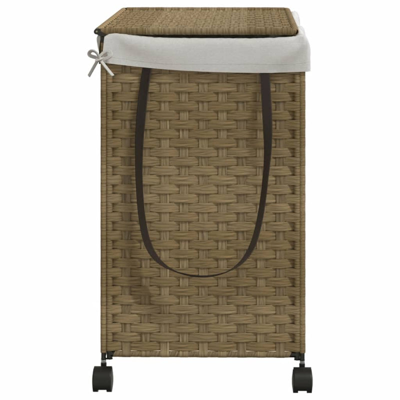 vidaXL polyrattan szennyeskosár kerekekkel 60x35x60,5 cm