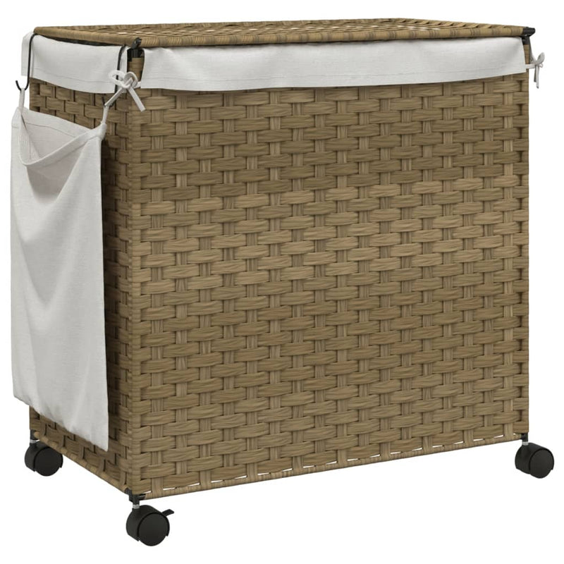 vidaXL polyrattan szennyeskosár kerekekkel 60x35x60,5 cm