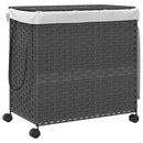 vidaXL szürke rattan szennyeskosár kerekekkel 60x35x60,5 cm