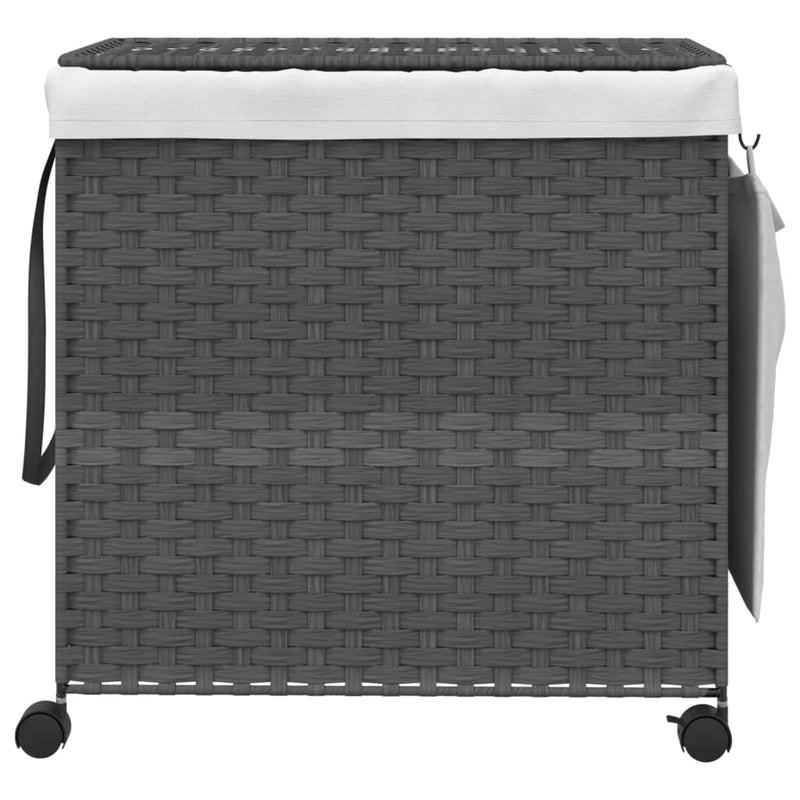 vidaXL szürke rattan szennyeskosár kerekekkel 60x35x60,5 cm