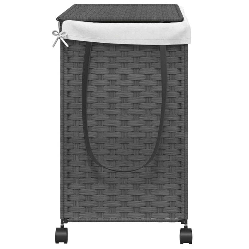 vidaXL szürke rattan szennyeskosár kerekekkel 60x35x60,5 cm