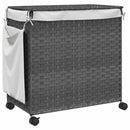 vidaXL szürke rattan szennyeskosár kerekekkel 60x35x60,5 cm
