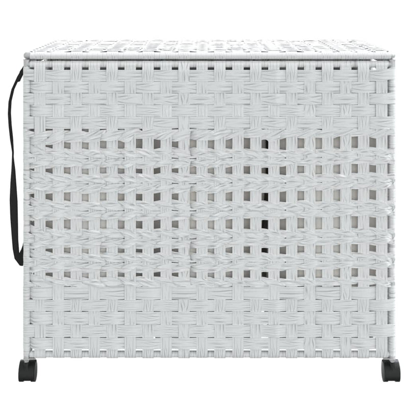 vidaXL fehér rattan szennyeskosár kerekekkel 66x35x60 cm