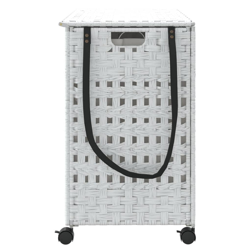 vidaXL fehér rattan szennyeskosár kerekekkel 66x35x60 cm