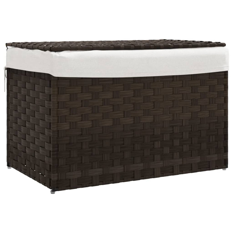 vidaXL sötétbarna polyrattan szennyeskosár fedéllel 55,5 x 35 x 34 cm