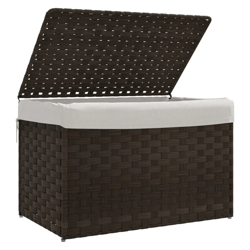 vidaXL sötétbarna polyrattan szennyeskosár fedéllel 55,5 x 35 x 34 cm