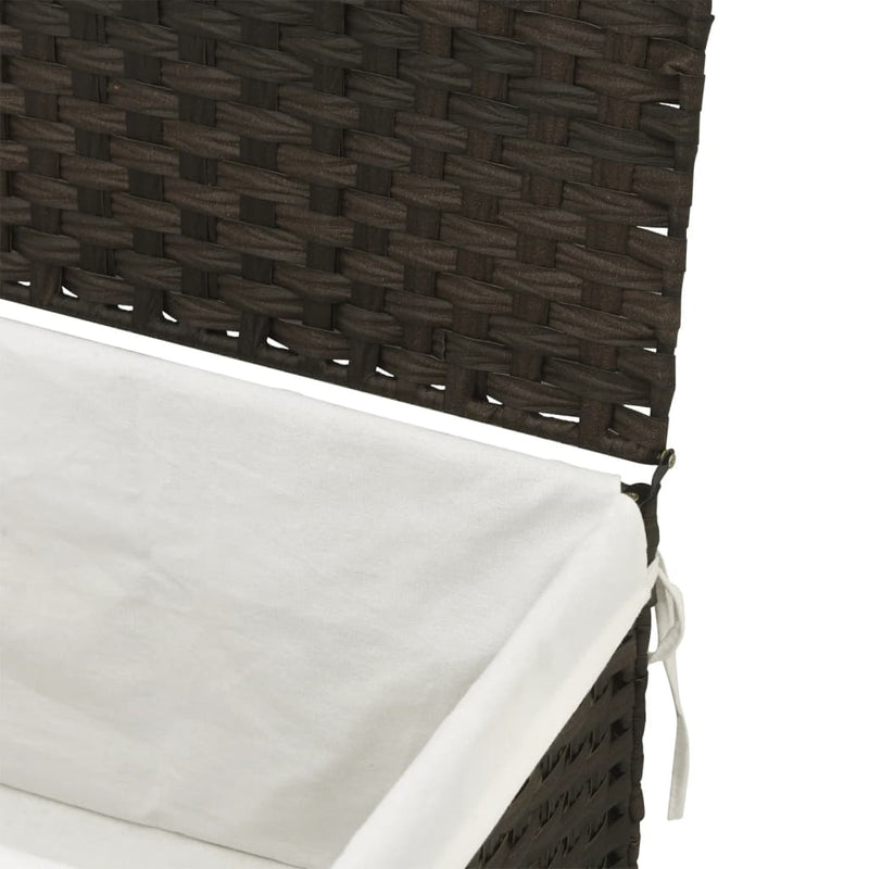 vidaXL sötétbarna polyrattan szennyeskosár fedéllel 55,5 x 35 x 34 cm