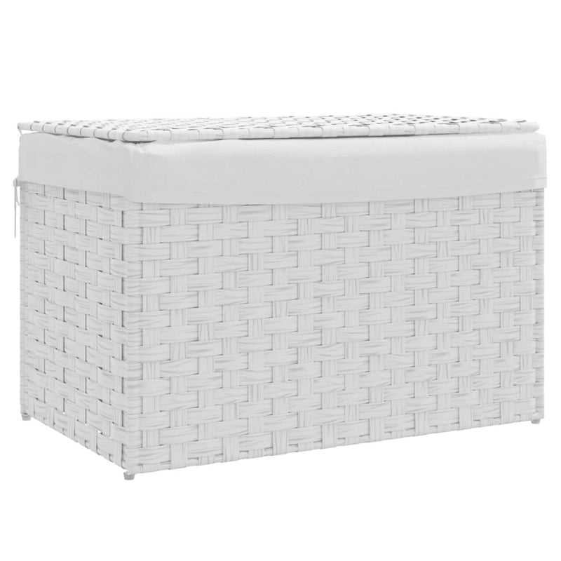 vidaXL fehér polyrattan szennyeskosár fedéllel 55,5 x 35 x 34 cm