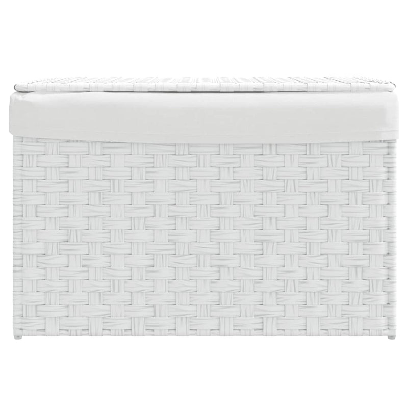 vidaXL fehér polyrattan szennyeskosár fedéllel 55,5 x 35 x 34 cm