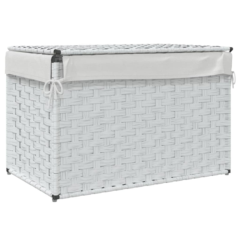 vidaXL fehér polyrattan szennyeskosár fedéllel 55,5 x 35 x 34 cm