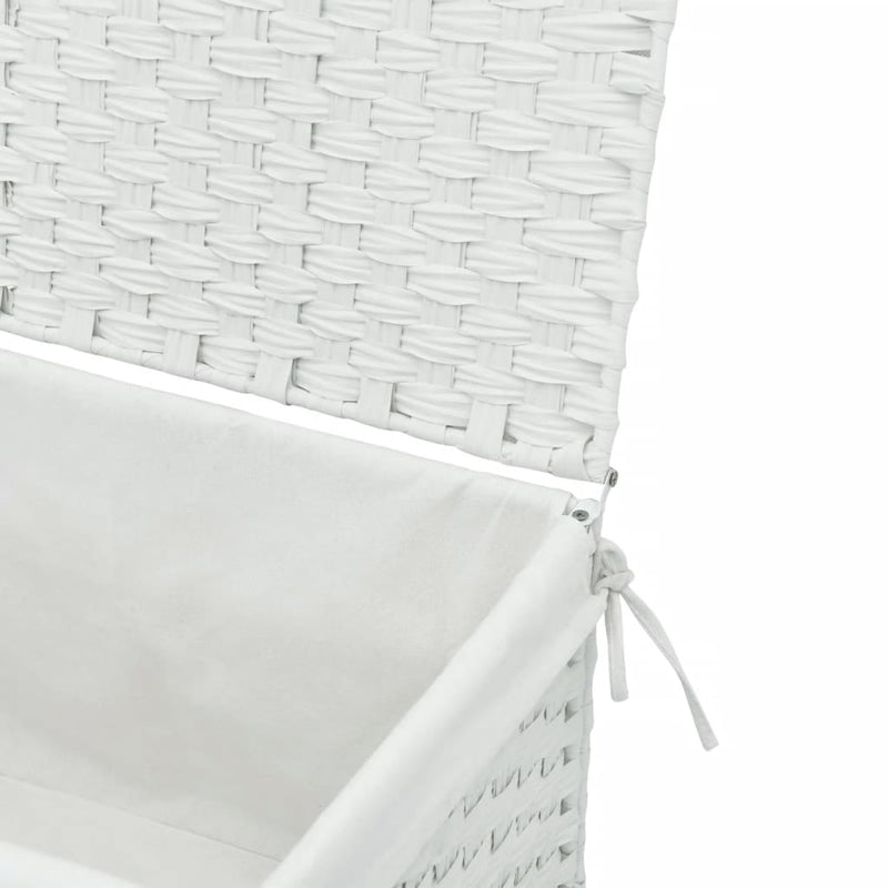 vidaXL fehér polyrattan szennyeskosár fedéllel 55,5 x 35 x 34 cm