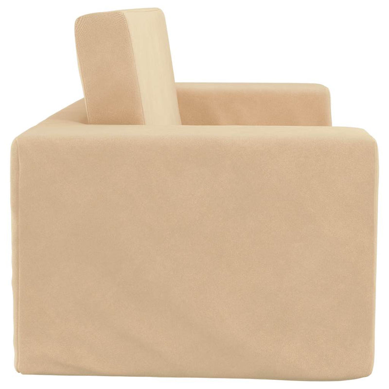 vidaXL kétszemélyes krémszínű puha plüss gyerek kanapéágy