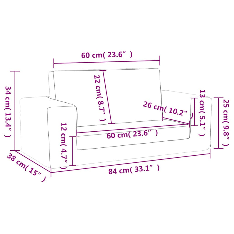 vidaXL kétszemélyes krémszínű puha plüss gyerek kanapéágy
