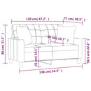 vidaXL 2 személyes bordó műbőr kanapé díszpárnákkal 120 cm