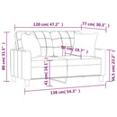 vidaXL 2 személyes cappuccino színű műbőr kanapé díszpárnákkal 120 cm