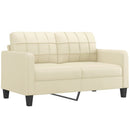vidaXL 2 személyes krémszínű műbőr kanapé díszpárnákkal 140 cm