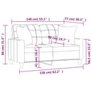 vidaXL 2 személyes bordó műbőr kanapé díszpárnákkal 140 cm