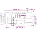 vidaXL 3 személyes bordó műbőr kanapé díszpárnákkal 180 cm