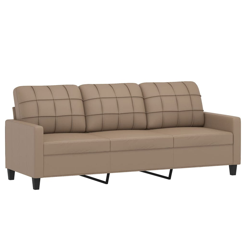 vidaXL 3 személyes cappuccino színű műbőr kanapé díszpárnákkal 180 cm