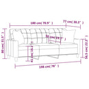 vidaXL 3 személyes cappuccino színű műbőr kanapé díszpárnákkal 180 cm