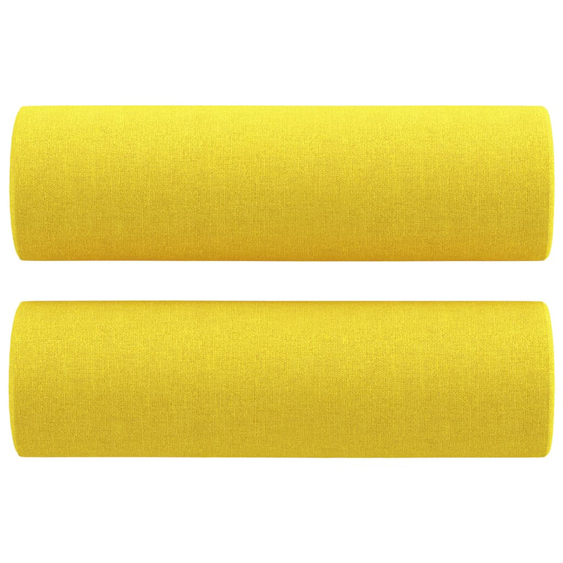 vidaXL 2 személyes világossárga szövet kanapé díszpárnákkal 120 cm