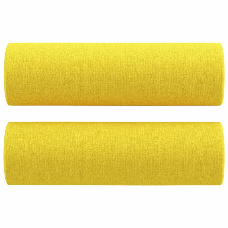 vidaXL 2 személyes világossárga szövet kanapé díszpárnákkal 120 cm