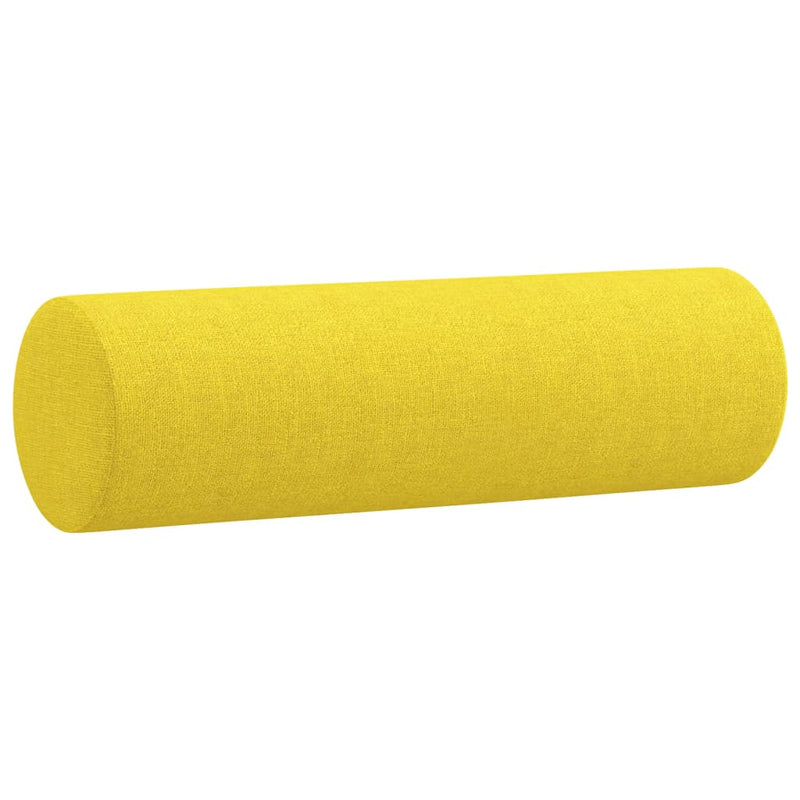 vidaXL 2 személyes világossárga szövet kanapé díszpárnákkal 120 cm