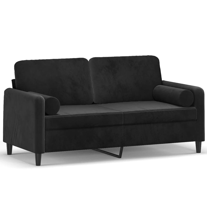 vidaXL 2 személyes fekete bársony kanapé díszpárnákkal 140 cm
