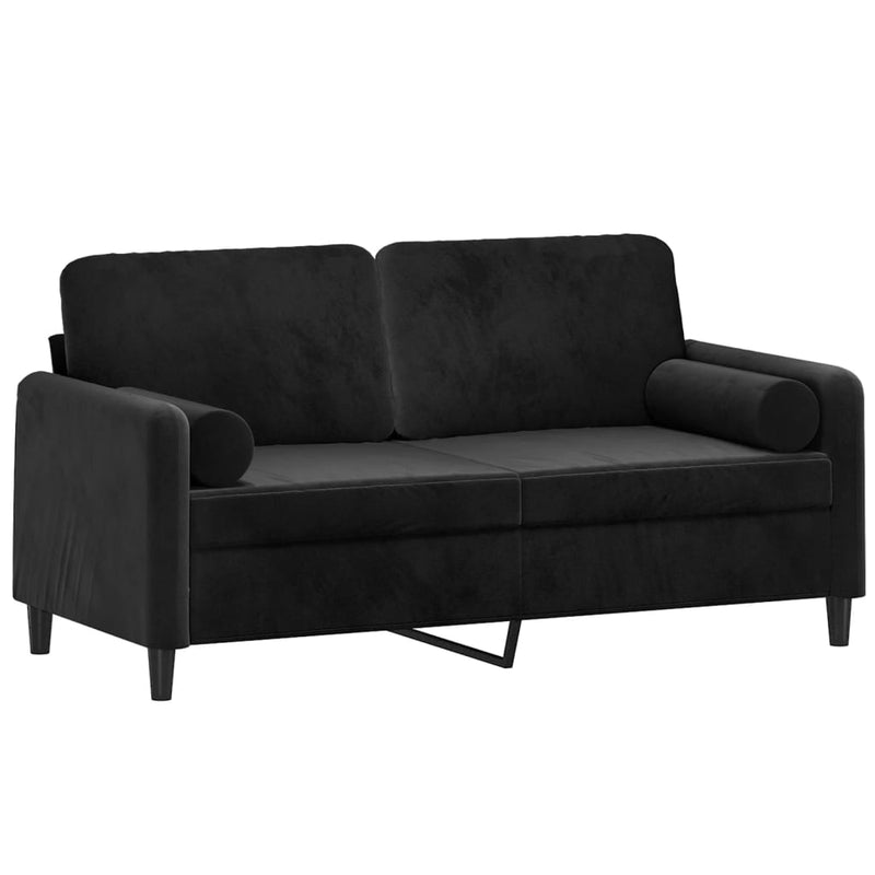 vidaXL 2 személyes fekete bársony kanapé díszpárnákkal 140 cm