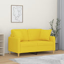 vidaXL 2 személyes világossárga szövet kanapé díszpárnákkal 120 cm