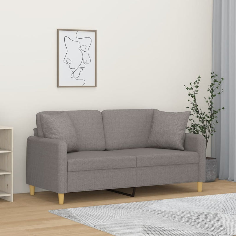vidaXL 2 személyes tópszínű szövet kanapé díszpárnákkal 140 cm