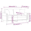 vidaXL 2 személyes bordó műbőr kanapé díszpárnákkal 140 cm