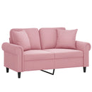 vidaXL 2 személyes rózsaszín bársony kanapé díszpárnákkal 120 cm