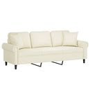 vidaXL 3 személyes krémszínű bársony kanapé díszpárnákkal 180 cm