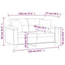 vidaXL 2 személyes krémszínű mikroszálas szövetkanapé párnákkal 120 cm