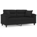 vidaXL 2 személyes fekete mikroszálas szövetkanapé párnákkal 140 cm