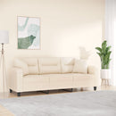 vidaXL 3 személyes bézs mikroszálas szövetkanapé párnákkal 180 cm